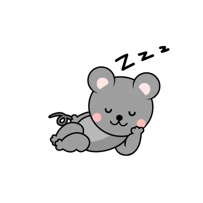 寝るネズミキャラのイラスト