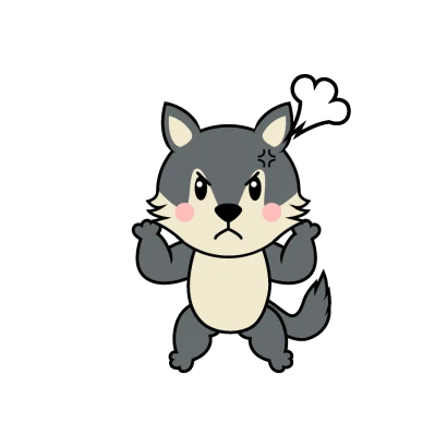 怒るオオカミキャラのイラスト