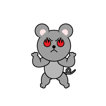 やる気のネズミキャラのイラスト