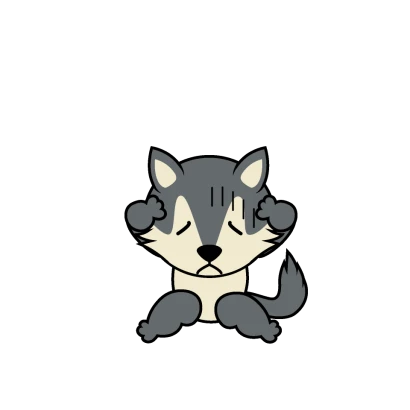 悩むオオカミキャラのイラスト