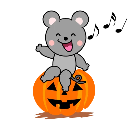 ハロウィンのネズミキャラのイラスト