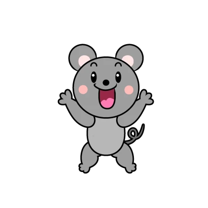 驚くネズミキャラのイラスト
