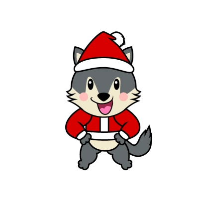 クリスマスのオオカミキャラのイラスト