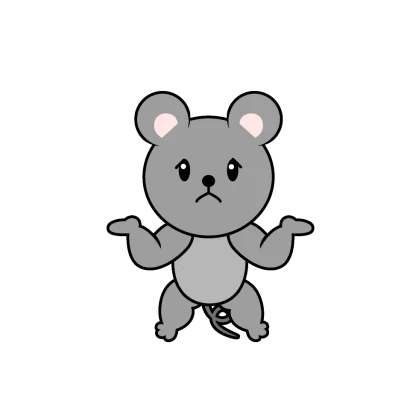困るネズミキャラのイラスト
