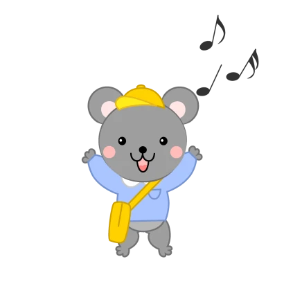 元気いっぱいの可愛いネズミ園児のイラスト