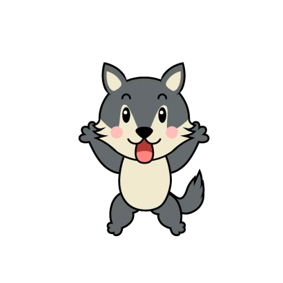 驚くオオカミキャラのイラスト
