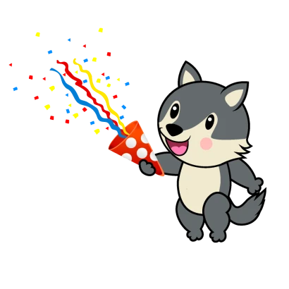 パーティーのオオカミキャラのイラスト
