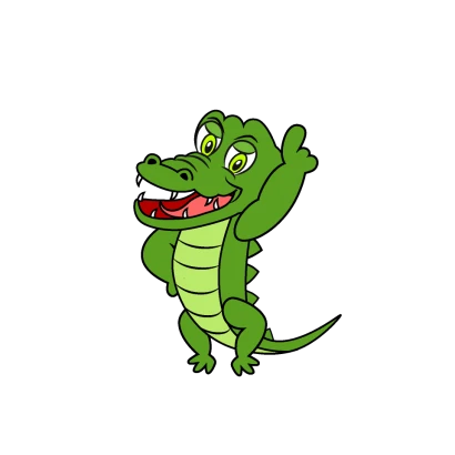 指を突き上げるワニのイラスト