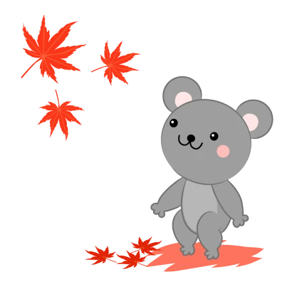 紅葉狩りのネズミのイラスト