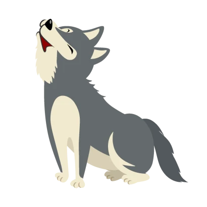遠吠えするオオカミのイラスト