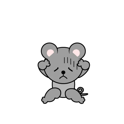 悩むネズミキャラのイラスト