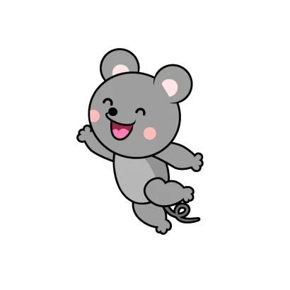 ジャンプするネズミキャラのイラスト