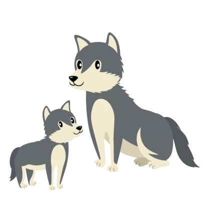 親子のオオカミのイラスト