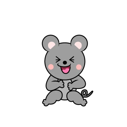 笑顔のネズミキャラのイラスト