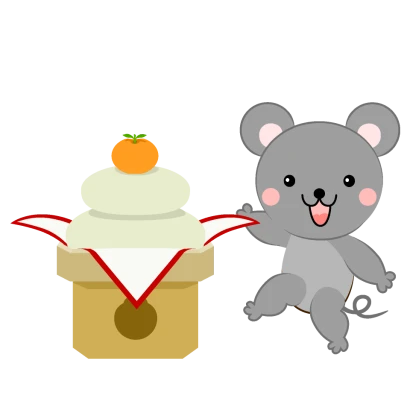 鏡餅とネズミのイラスト