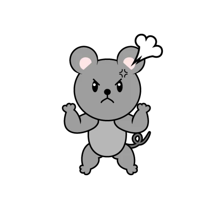 怒るネズミキャラのイラスト