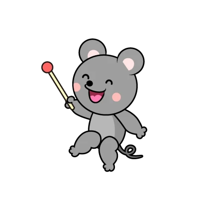 説明するネズミキャラのイラスト