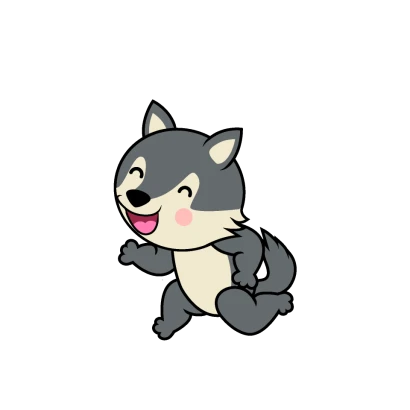 走るオオカミキャラのイラスト