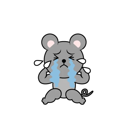 泣くネズミキャラのイラスト