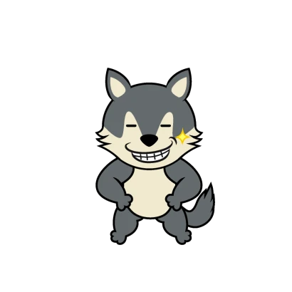 ニヤリ笑うオオカミキャラのイラスト