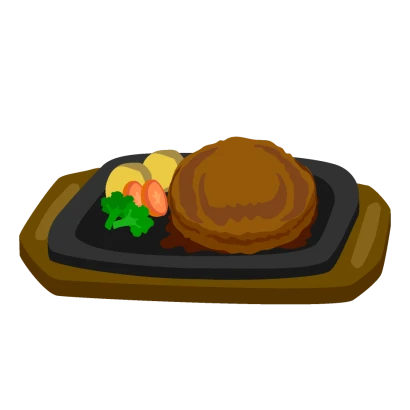 鉄板焼きハンバーグのイラスト