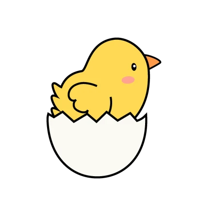 卵から出るヒヨコのイラスト