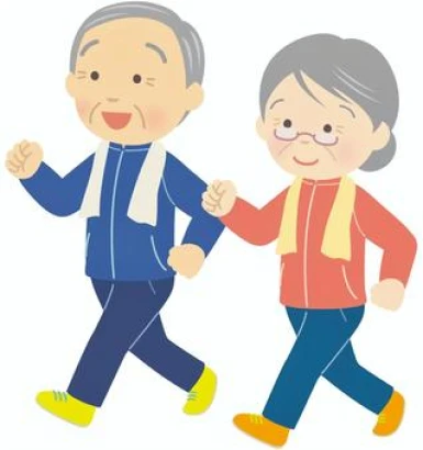 健康維持の為ウォーキングを楽しむ老夫婦