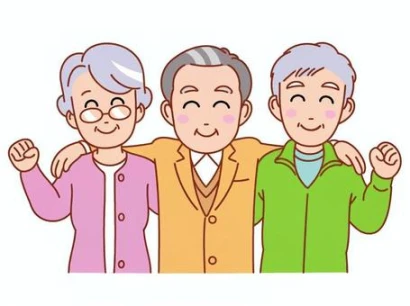 スクラムを組む高齢者
