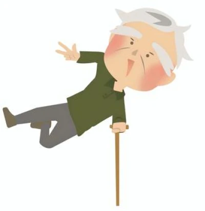 杖をつくアクティブシニア