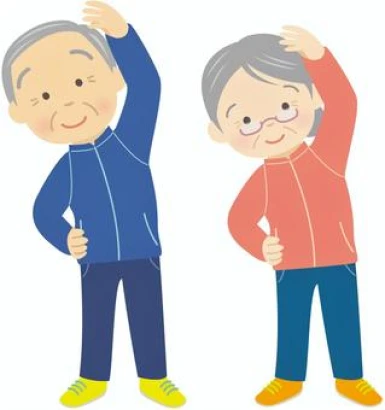 健康維持のため体操をする老夫婦