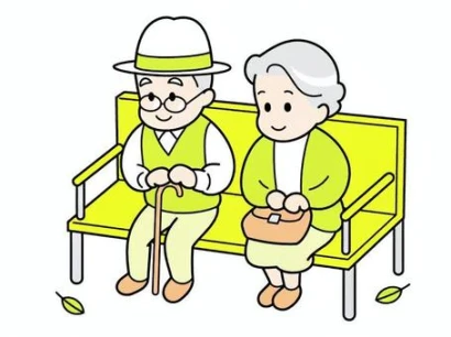 ベンチに座る老夫婦
