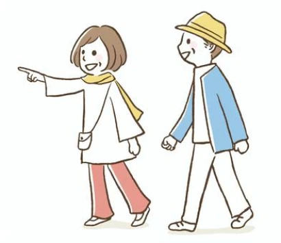 お出かけする夫婦
