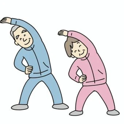 体操するおじいさんとおばあさん