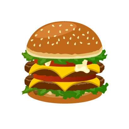 フレッシュなダブルハンバーガーのイラスト