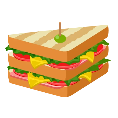 カットしたアメリカンサンドイッチのイラスト