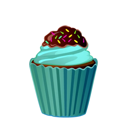 エメラルドグリーンのカップケーキのイラスト
