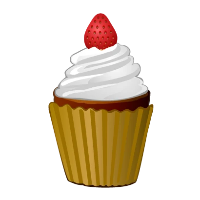 イチゴのカップケーキのイラスト