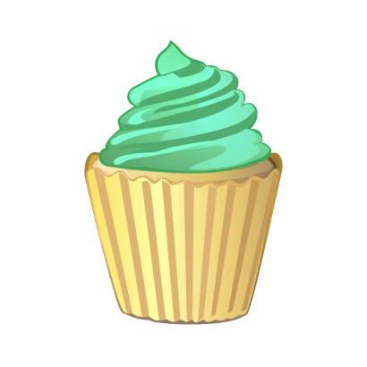 グリーンクリームのカップケーキのイラスト