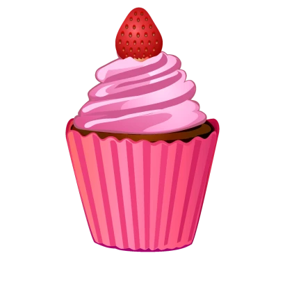ストロベリーカップケーキのイラスト