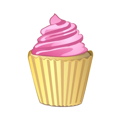 ストロベリークリームのカップケーキのイラスト