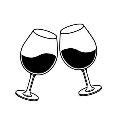 乾杯のワイングラスマークのイラスト