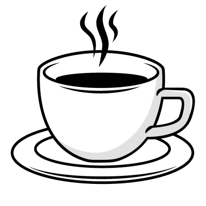 白黒コーヒーカップのイラスト