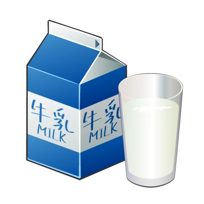 500ml牛乳パックとコップのイラスト
