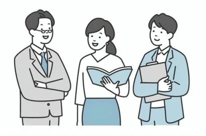 話し合いをする男性と女性