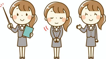 スーツの女性の立ちポーズセット