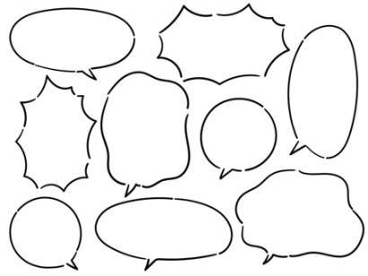 手描きのゆるい吹き出しセット(線画)