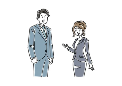 会話しているビジネスマンの男性と女性