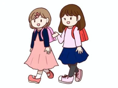 小学生二人組(女の子)　秋