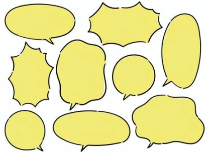 手描きのゆるい吹き出しセット(黄色)