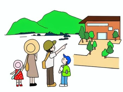 家族旅行で知らない土地を歩いている